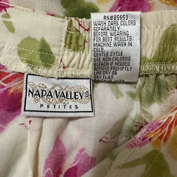 Vintage Napa Valley Petites Pink/Orange/Olive Print on Cream Maxi Skirt, Sz 12P - Picture 5 of 5